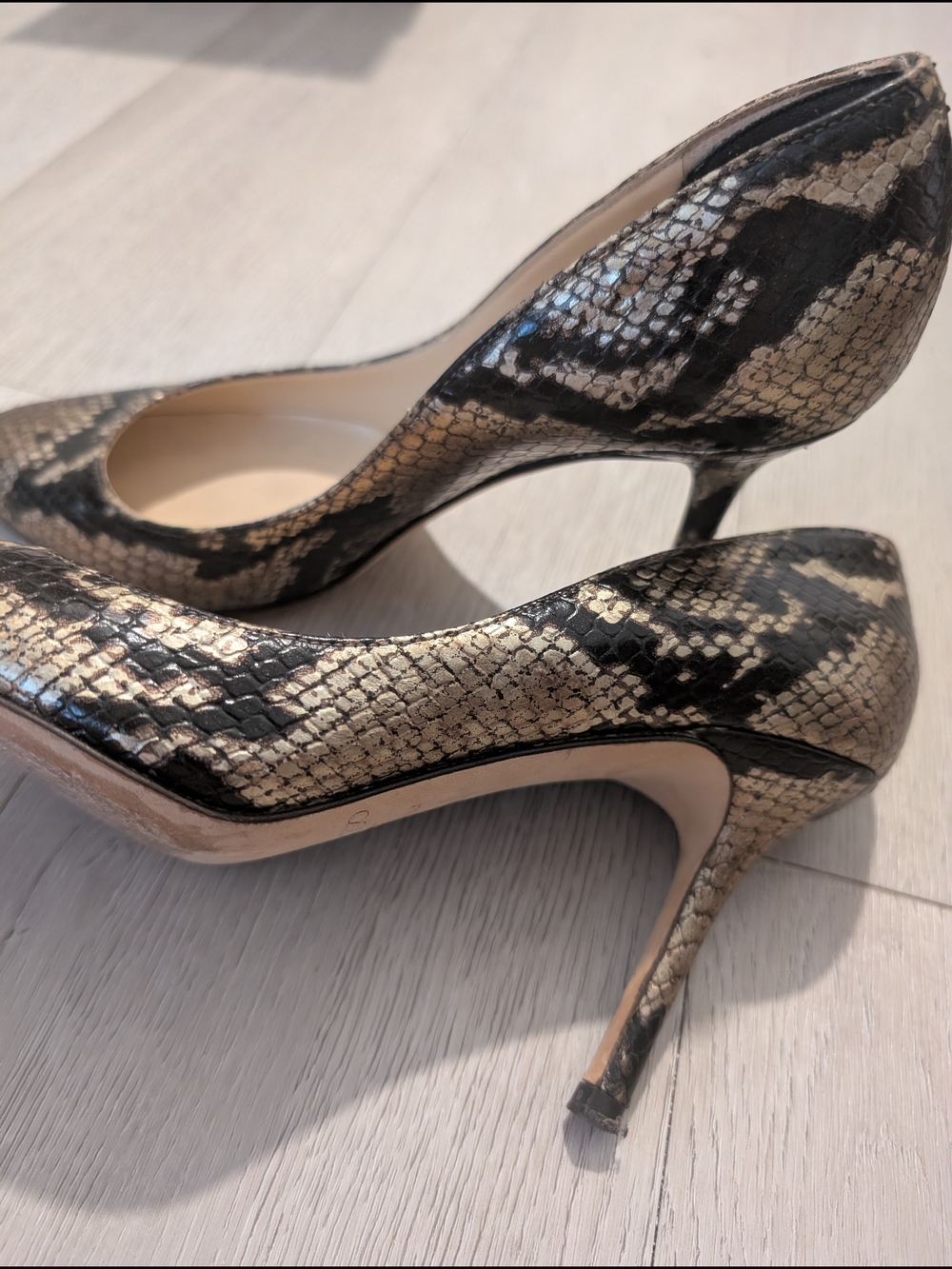 Jimmy Choo Snakeskin High Heel Pumps in Gold and Black